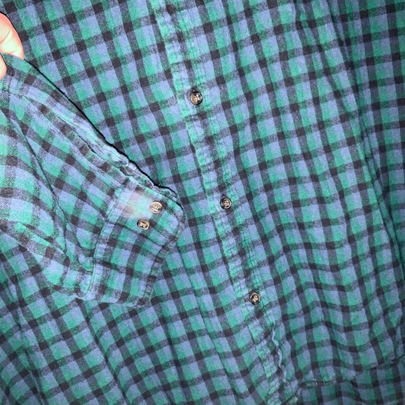 The Foundry Supply Co Mens Plaid Long Sleeve Button Down Flannel 4XL Green Blue - Picture 3 of 3